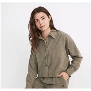Madewell Corduroy Hartfield Crop Shirt Green size XL